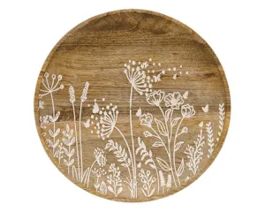 Decorative flower carved wooden plate
