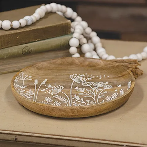 Decorative flower carved wooden plate