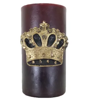 Decorative Red Candle 3x6 Fancy Jeweled Crown