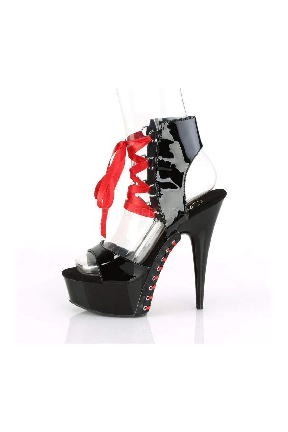 DELIGHT-600-14FH Platform Sandal | Black Patent