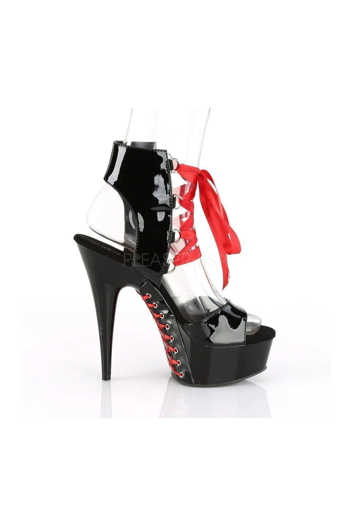 DELIGHT-600-14FH Platform Sandal | Black Patent