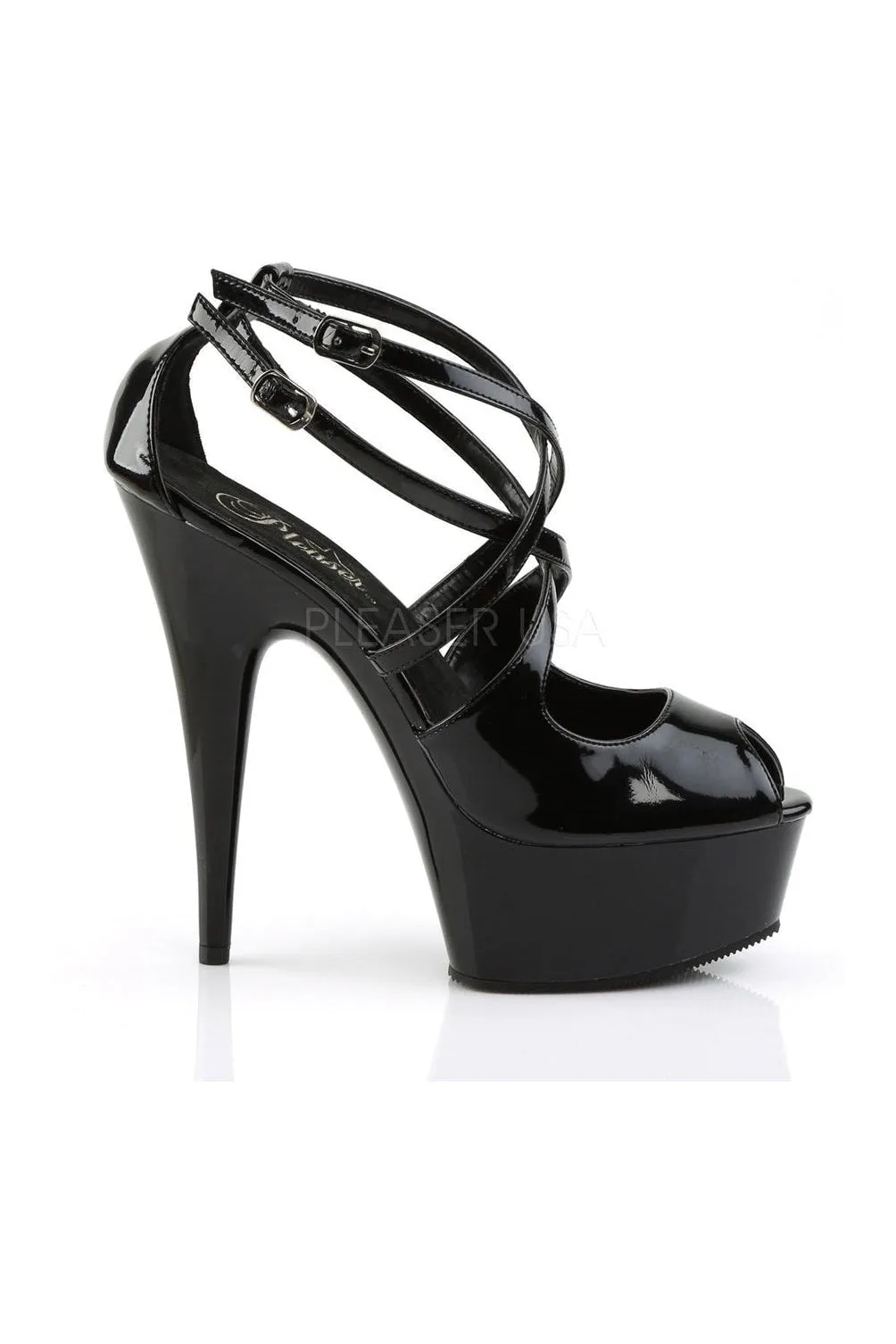 DELIGHT-612 Platform Sandal  | Black Patent