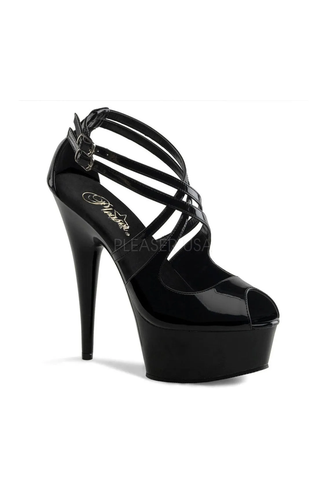 DELIGHT-612 Platform Sandal  | Black Patent