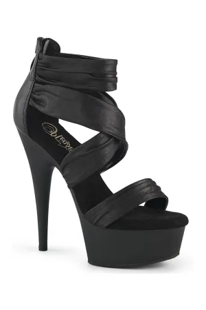 DELIGHT-620 Black Faux Leather Sandal