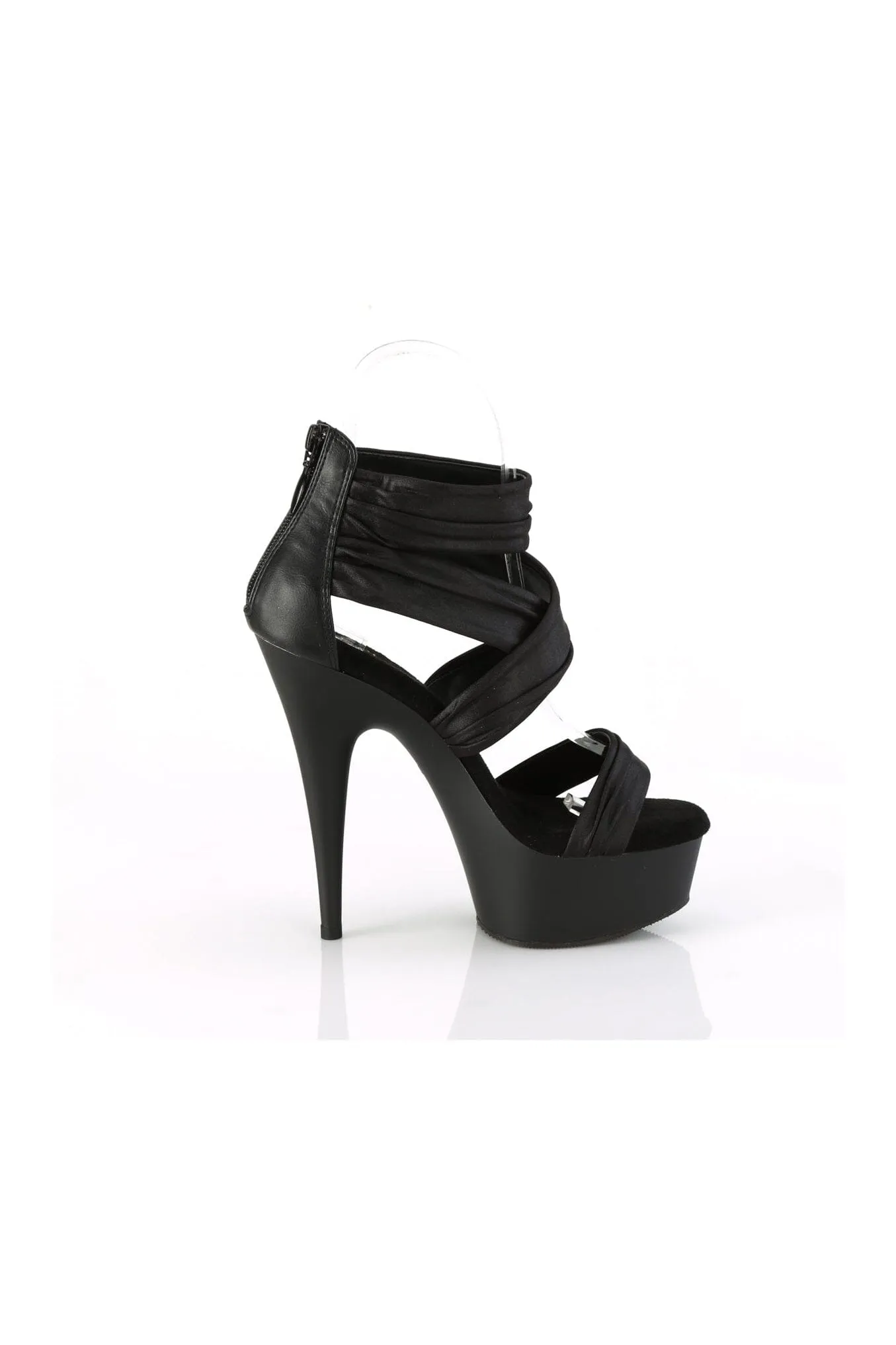 DELIGHT-620 Black Faux Leather Sandal