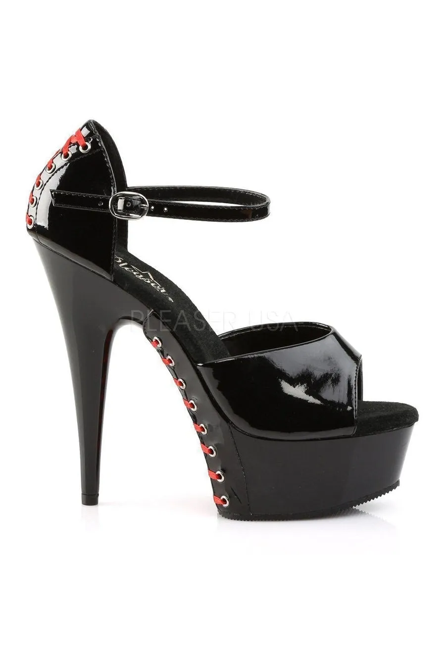 DELIGHT-660FH Platform Sandal  | Black Patent