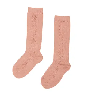DUSTY PINK OPENWORK HIGH SOCKS