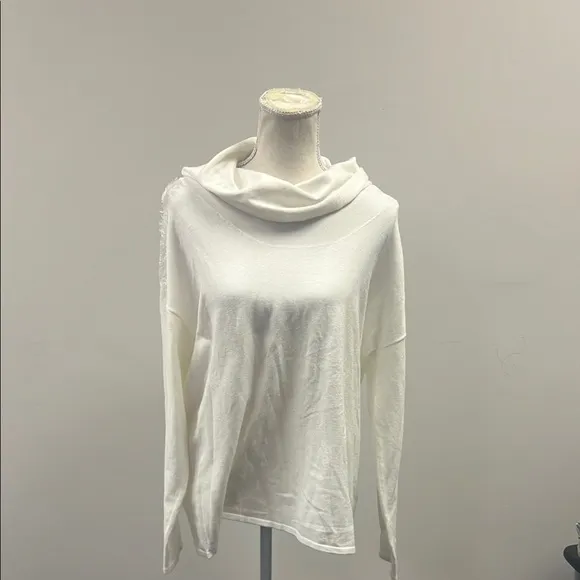 Elegant White Cowl Neck Sweater