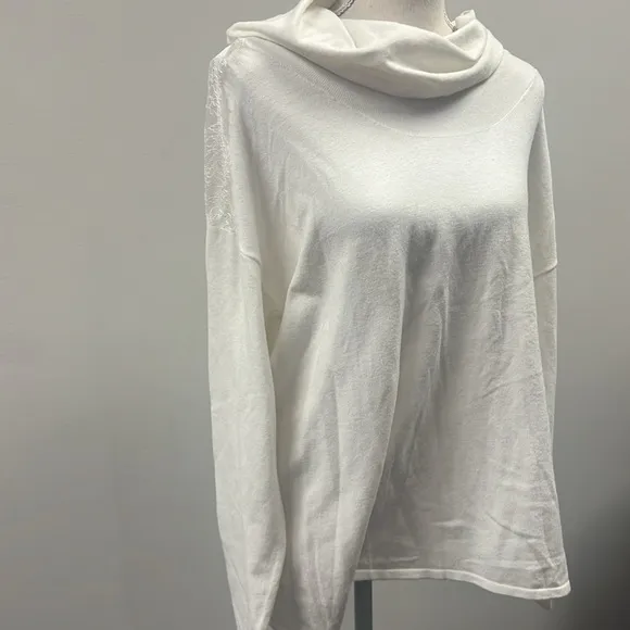 Elegant White Cowl Neck Sweater