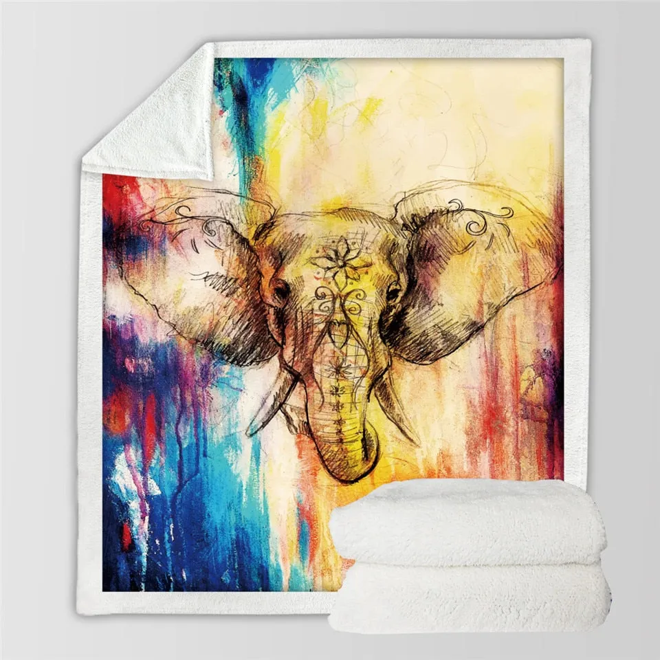 Elephant Sherpa Fleece Throw Blanket