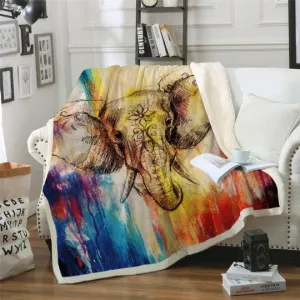 Elephant Sherpa Fleece Throw Blanket