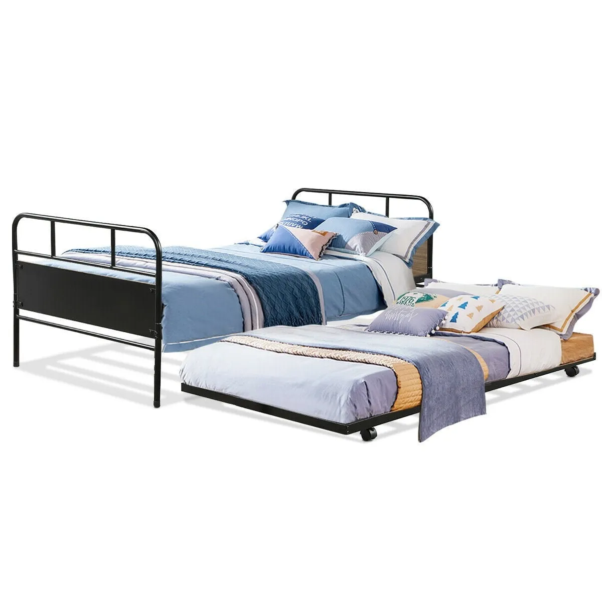 Farmhouse Twin Platform Daybed Guest with Trundle Frame Set