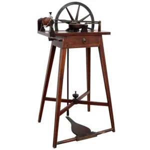 Fine English John Planta Sheraton John Planta Inlaid Mahogany Spinning Wheel