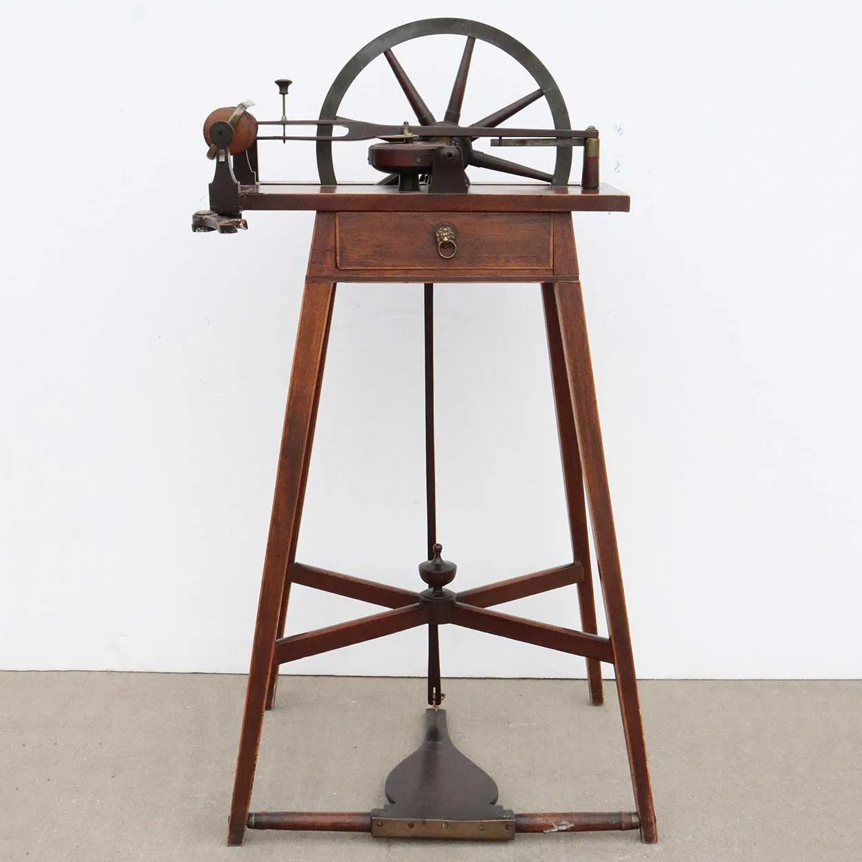 Fine English John Planta Sheraton John Planta Inlaid Mahogany Spinning Wheel