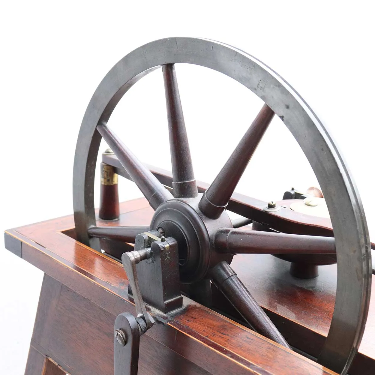 Fine English John Planta Sheraton John Planta Inlaid Mahogany Spinning Wheel