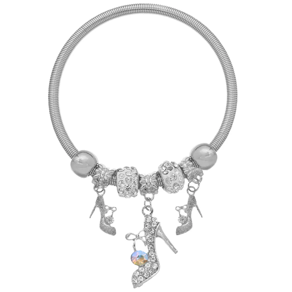 Fireball High Heel Shoe Charm Stretch Bracelet