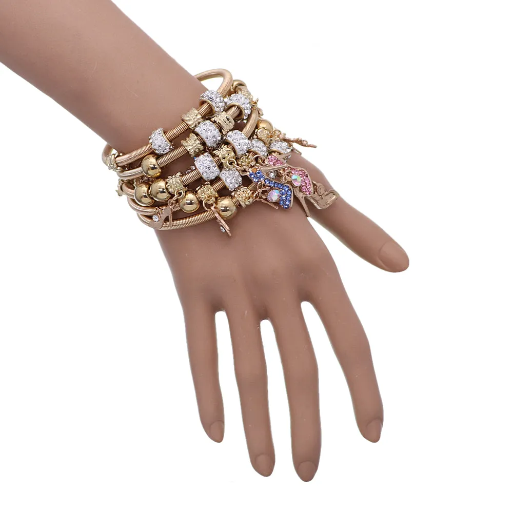 Fireball High Heel Shoe Charm Stretch Bracelet