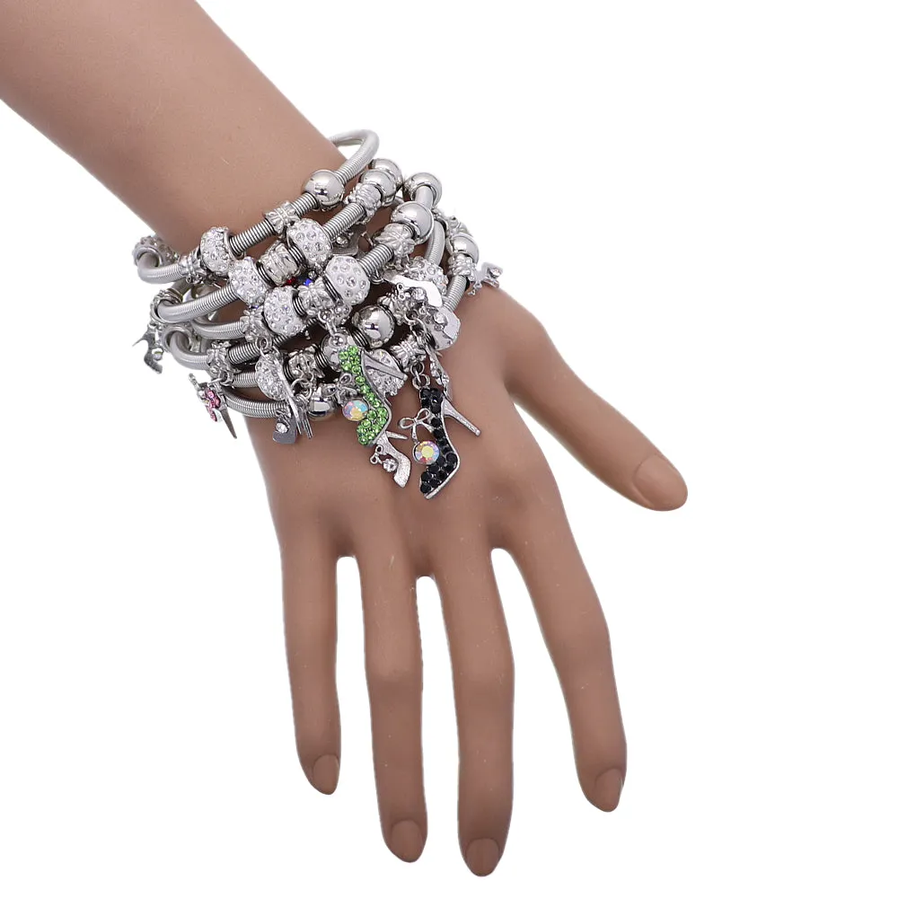 Fireball High Heel Shoe Charm Stretch Bracelet