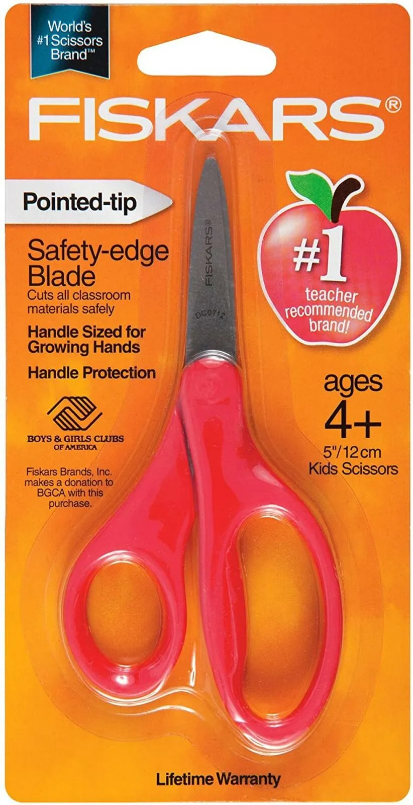 Fiskars 5 Inch Pointed-tip Kids Scissors Safety Edge Blade
