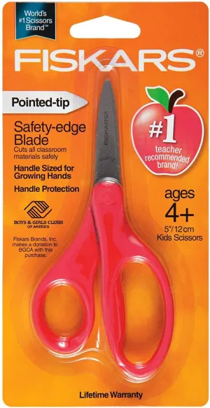 Fiskars 5 Inch Pointed-tip Kids Scissors Safety Edge Blade