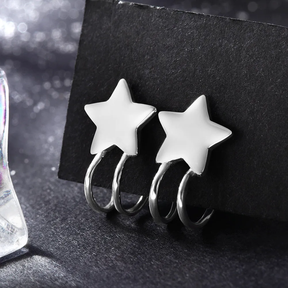 Five pointed star earrings-SSE111