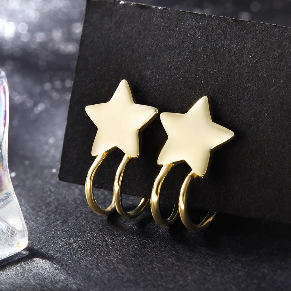 Five pointed star earrings-SSE111