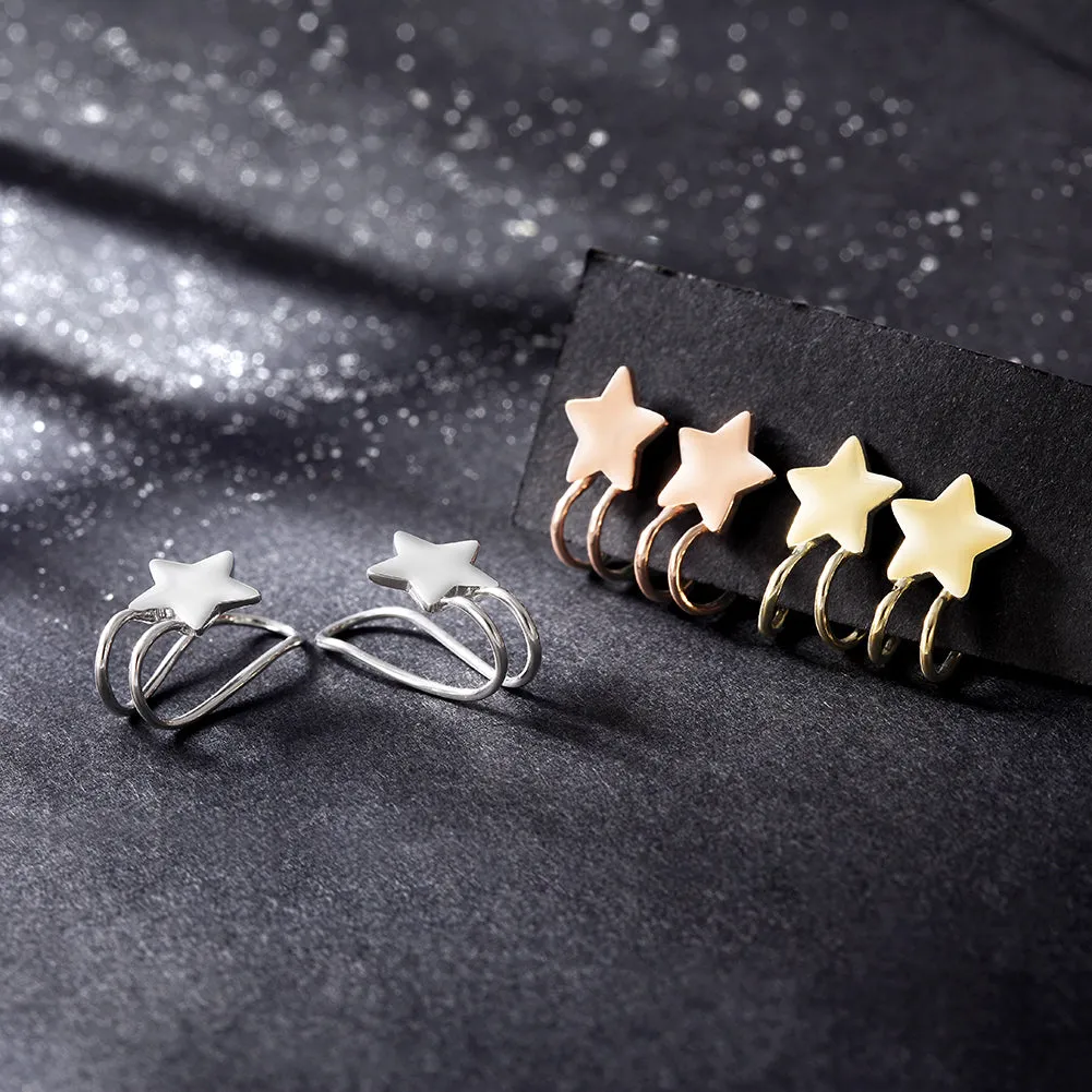 Five pointed star earrings-SSE111