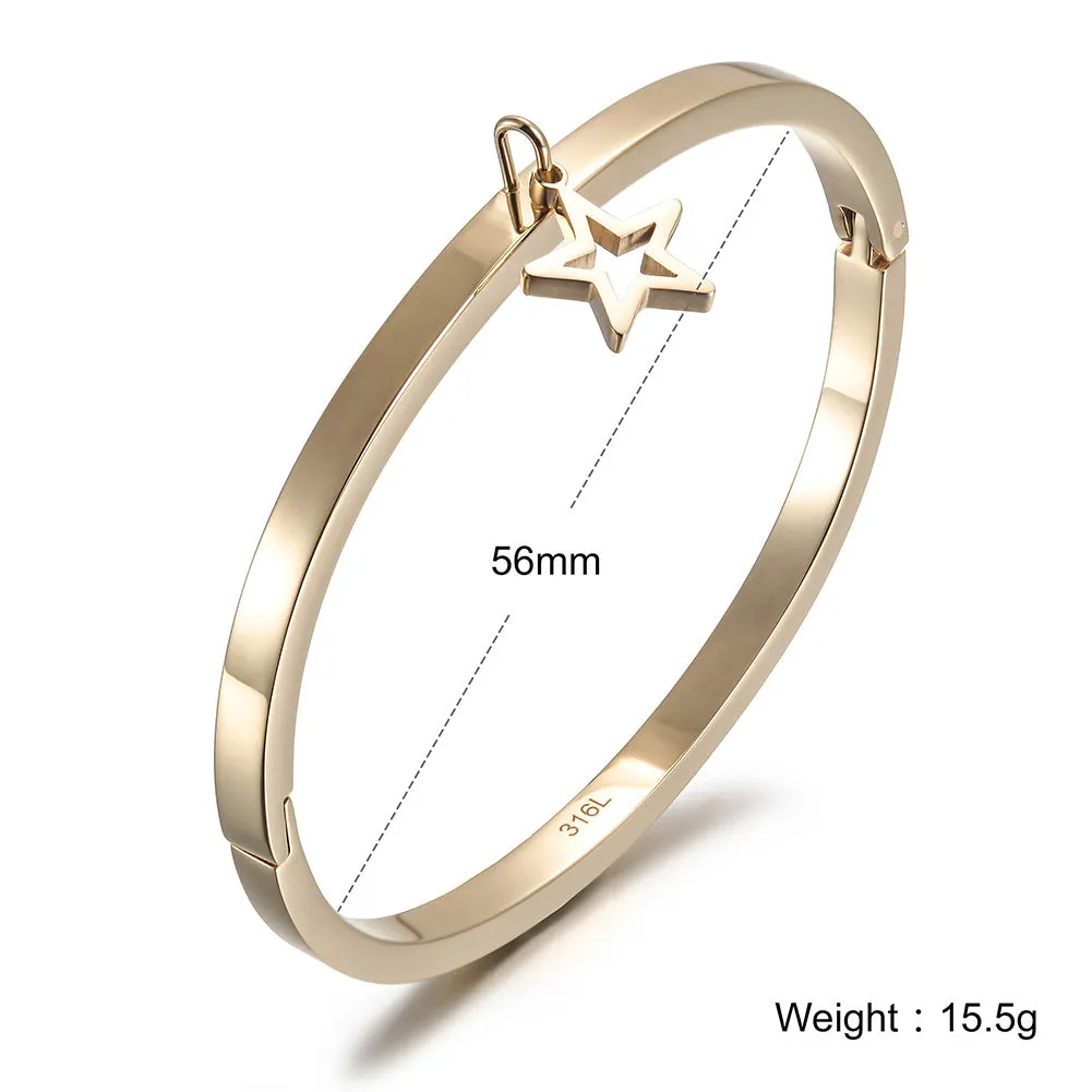 Five pointed star smooth bracelet-NSB1694ST