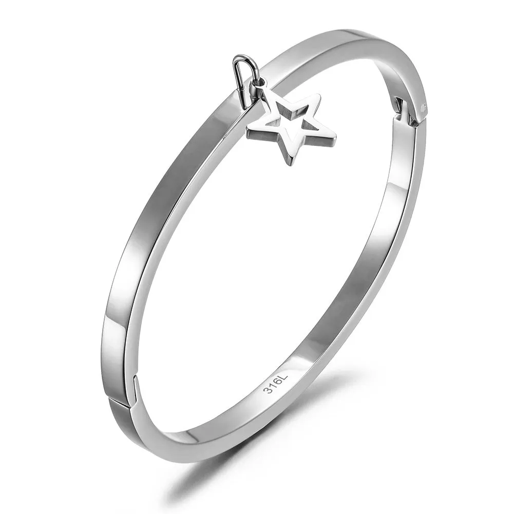 Five pointed star smooth bracelet-NSB1694ST