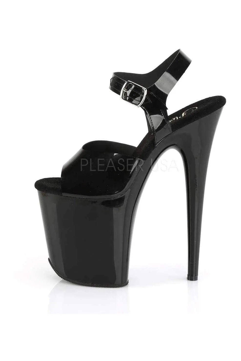 FLAMINGO-808N Platform Sandal | Black Faux Leather