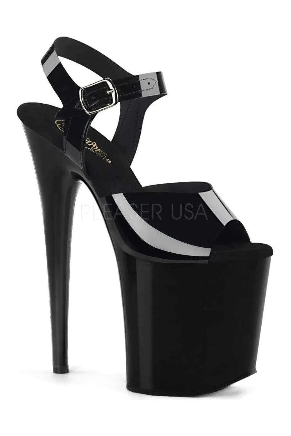 FLAMINGO-808N Platform Sandal | Black Faux Leather