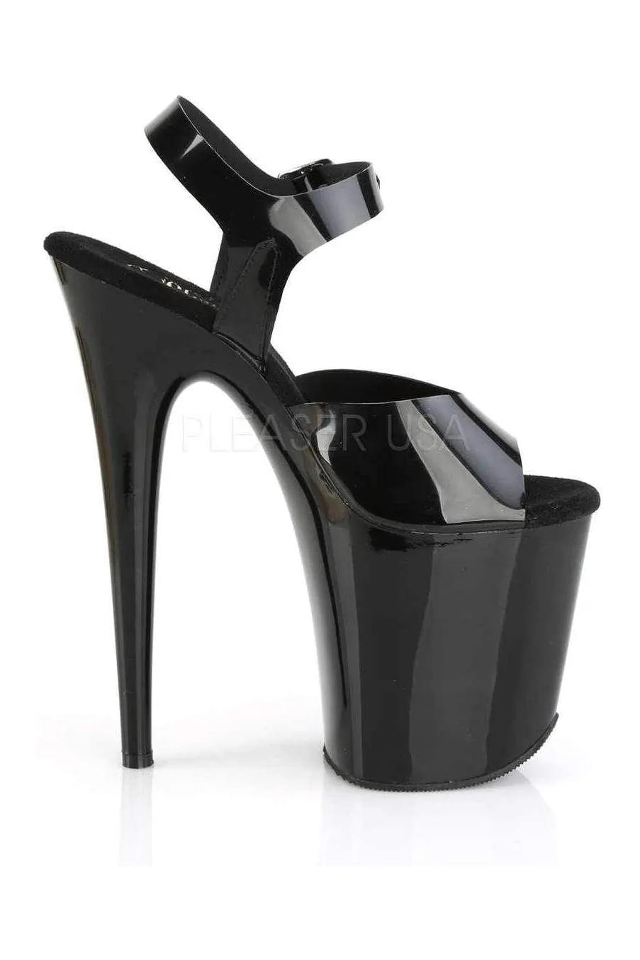 FLAMINGO-808N Platform Sandal | Black Faux Leather
