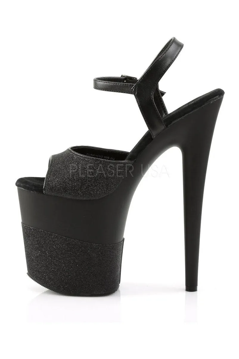 FLAMINGO-809-2G Platform Sandal  | Black Glitter