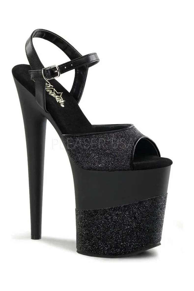 FLAMINGO-809-2G Platform Sandal  | Black Glitter