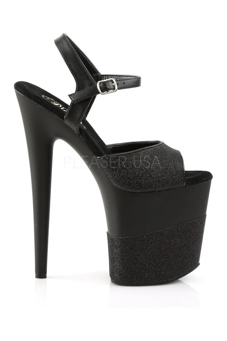FLAMINGO-809-2G Platform Sandal  | Black Glitter