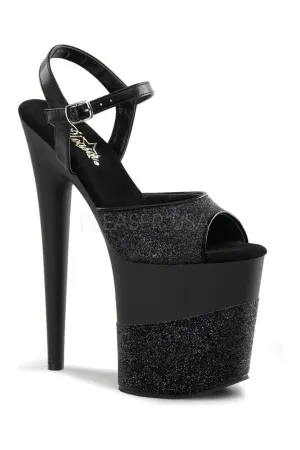 FLAMINGO-809-2G Platform Sandal  | Black Glitter