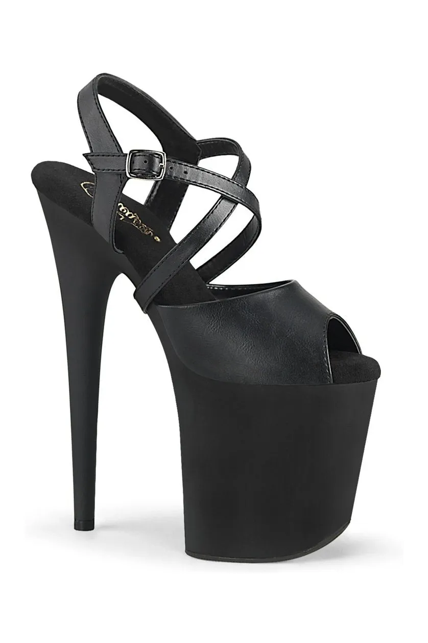 FLAMINGO-824 Exotic Sandal | Black Faux Leather