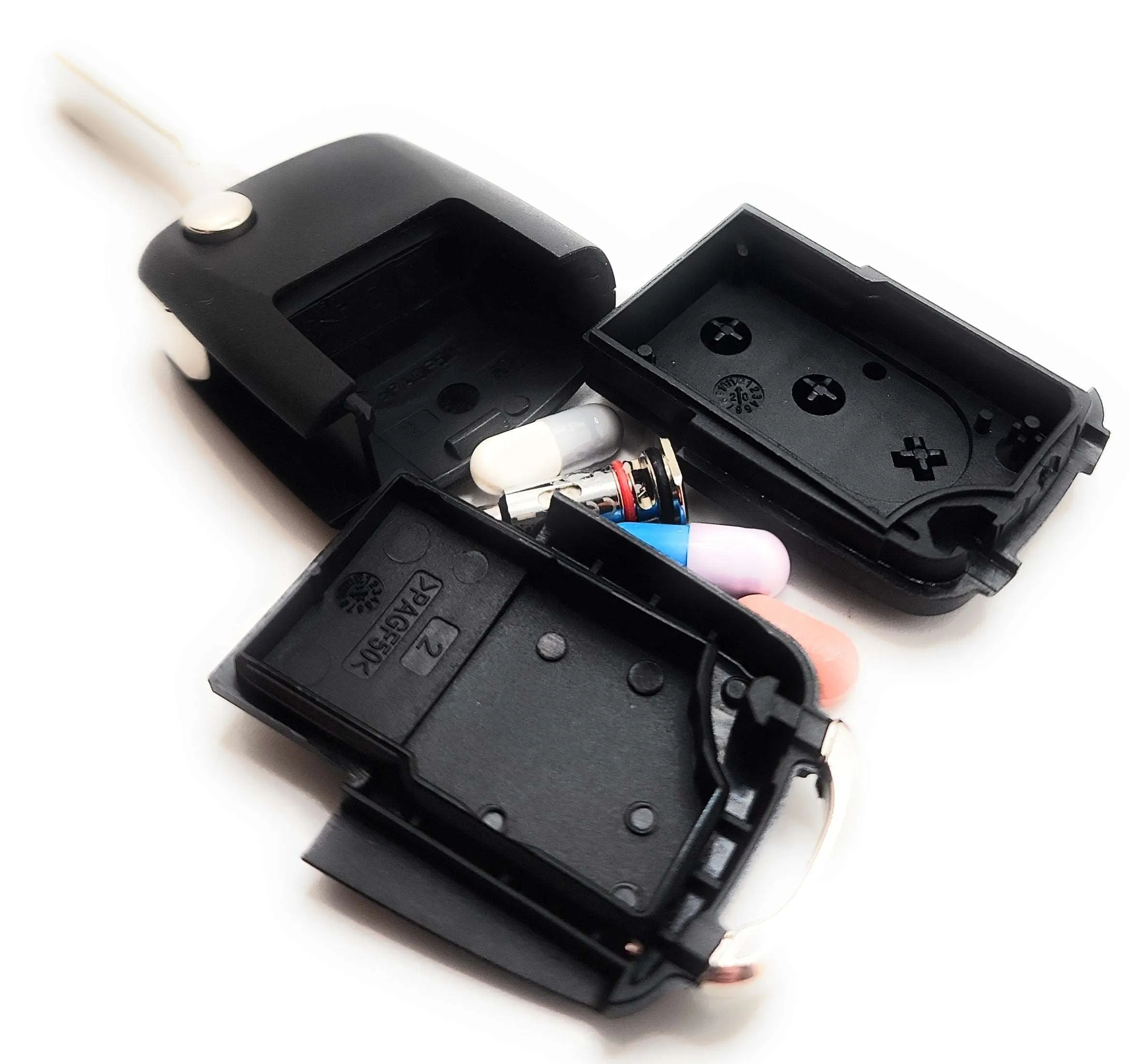 Flip-Out Car Key Diversion Safe Hidden Compartment Pill Safe
