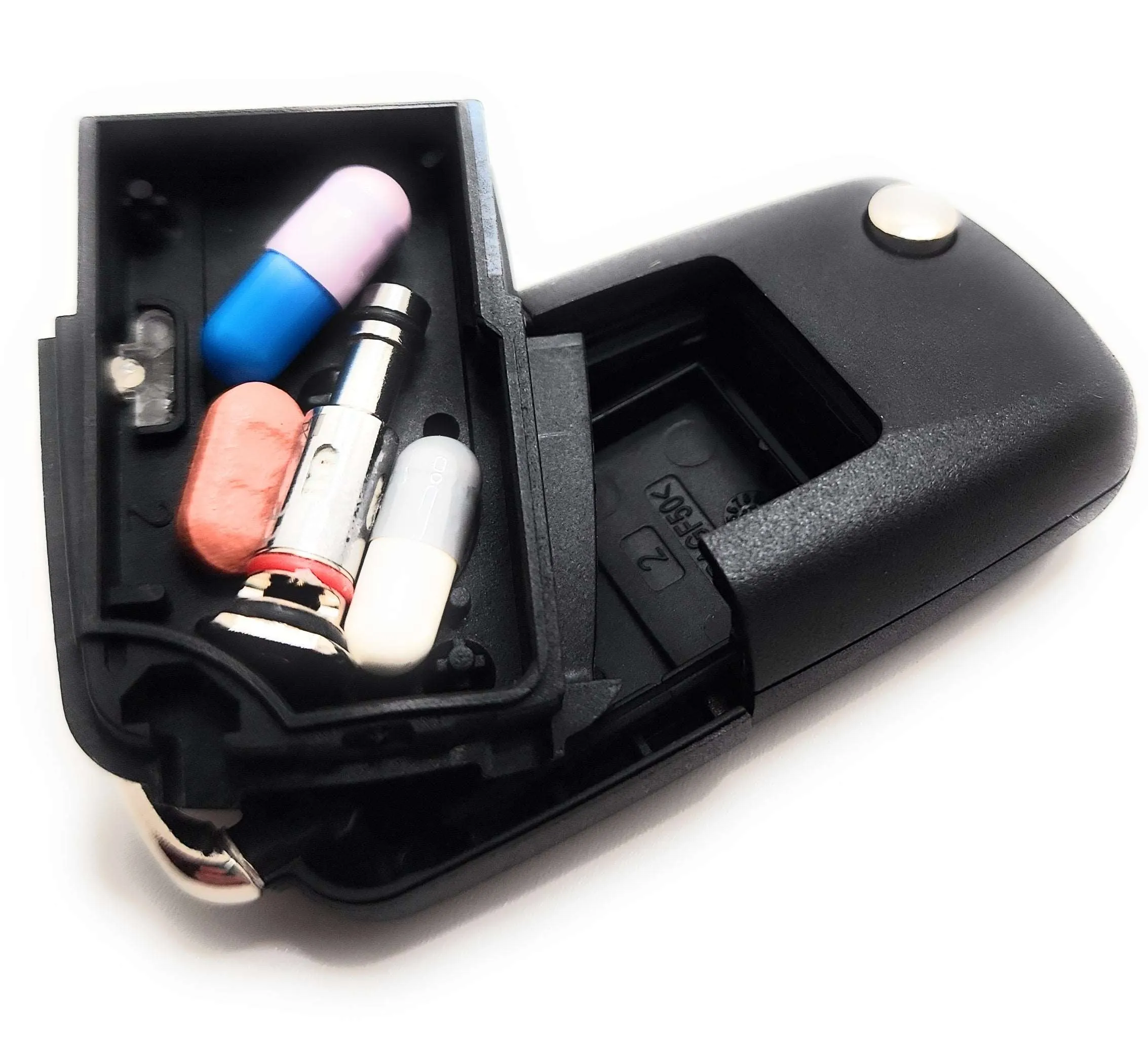 Flip-Out Car Key Diversion Safe Hidden Compartment Pill Safe