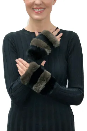 Franny Genuine Real Rex Rabbit Fur Fingerless Mittens