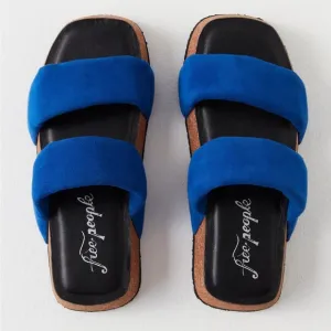 Free People Fairmount Flared Sandals Cobalt Blue Platform Cork Size 37.5 NWOB