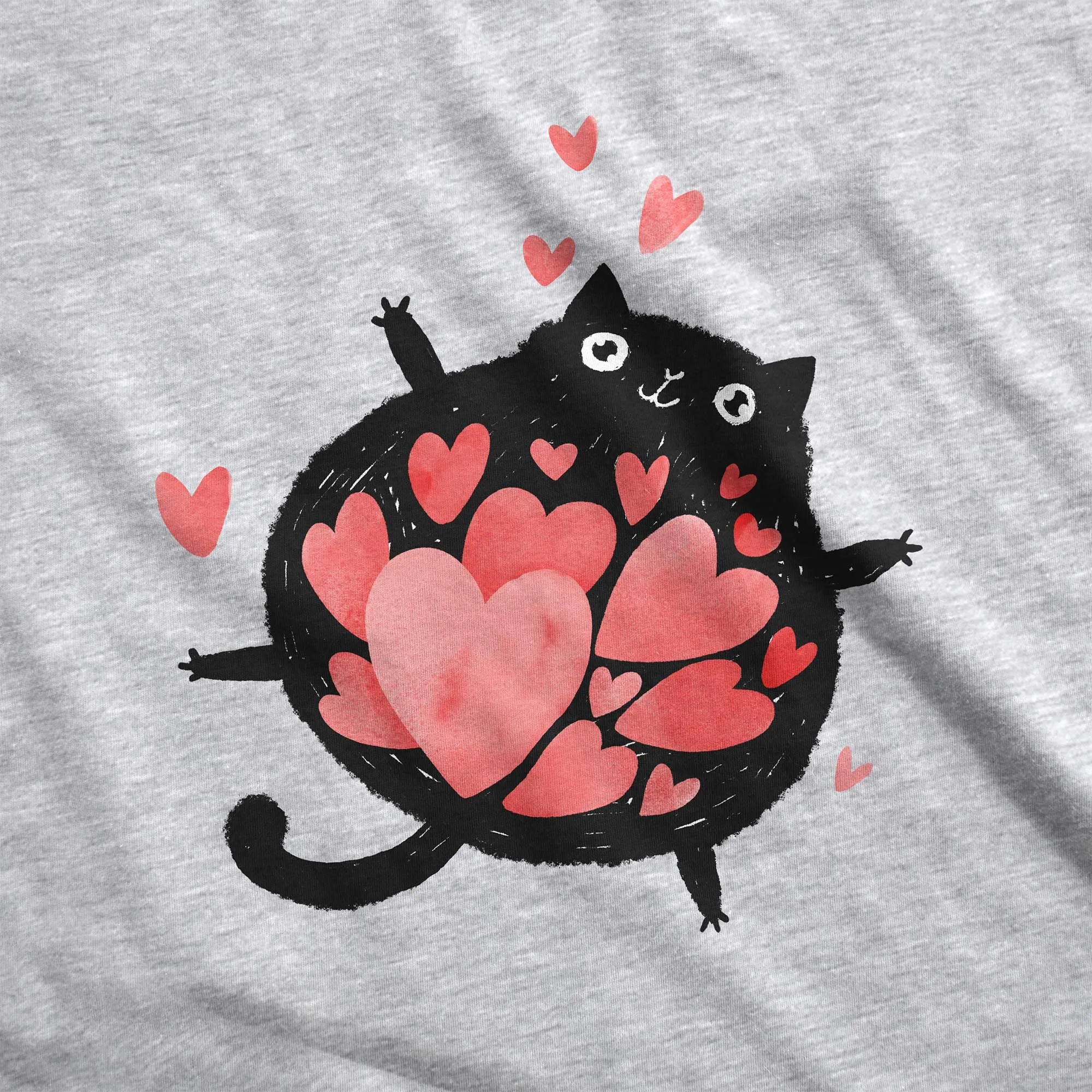Full of Love Black Cat - Adult Unisex Jersey V-Neck Tee