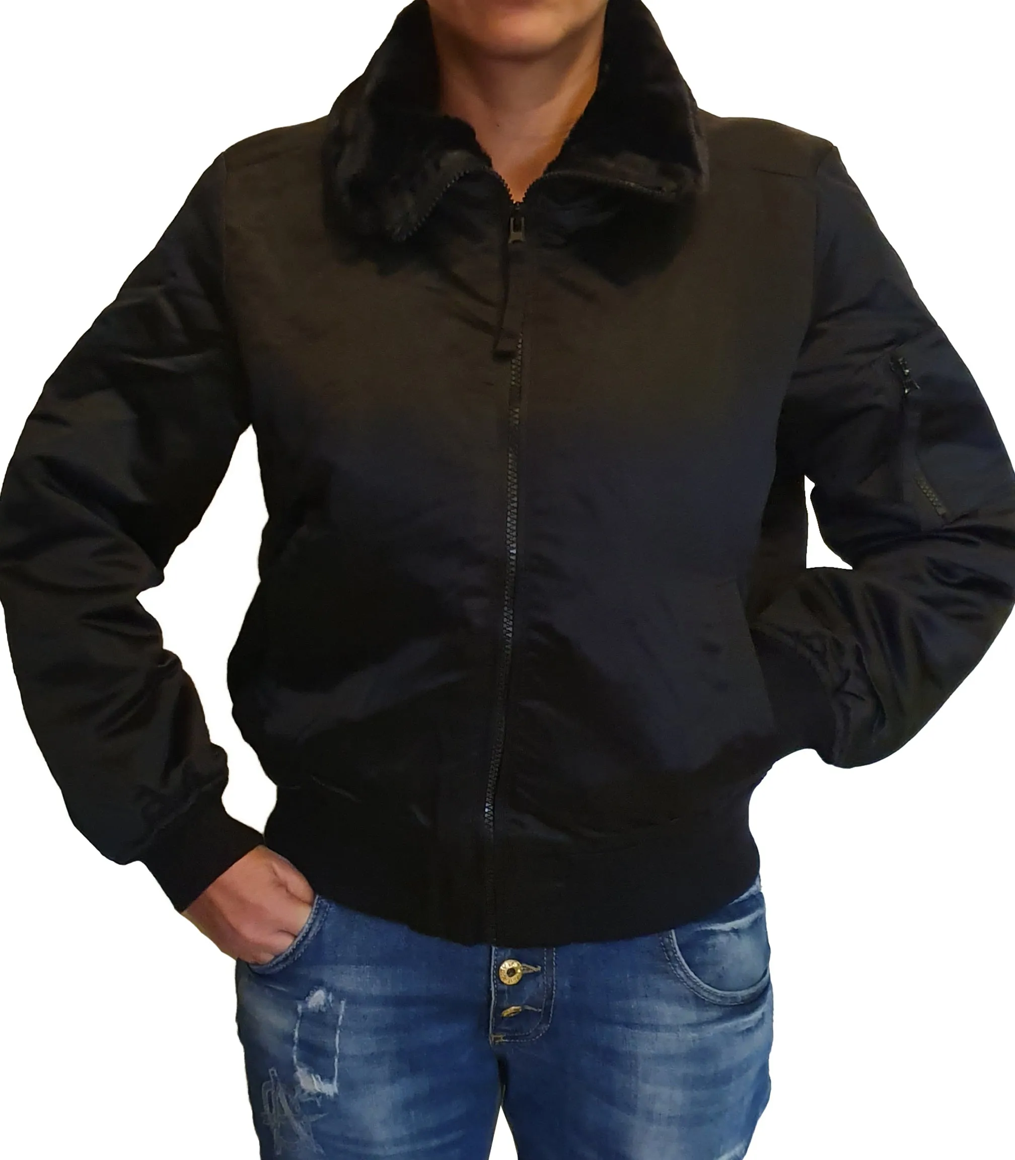 G Faux-Fur Lined Bomber Jacket