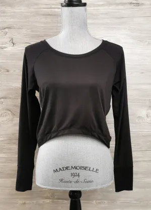 GIRL SIZE 4 (10/12 YEARS) - TRIPLE FLIP, Black Yoga Crop Top VGUC B36