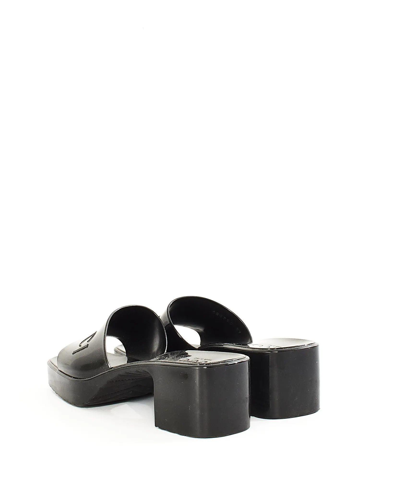 Gucci Black Rubber Platform Slide Sandals - 37