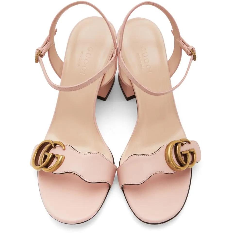 Gucci GG Marmont Block Heel Sandal in Perfect Pink