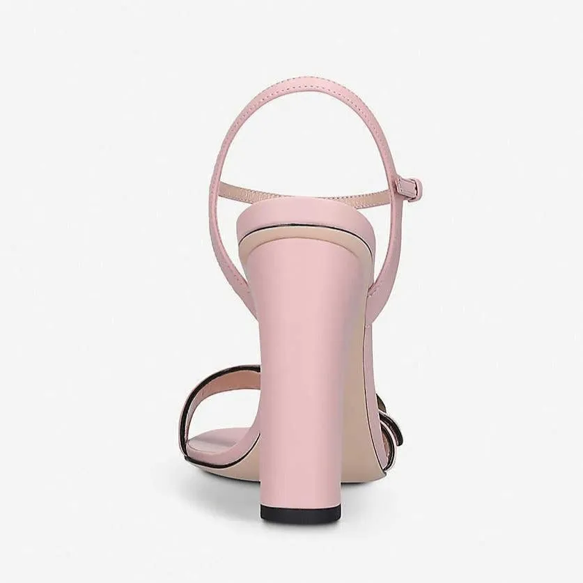 Gucci GG Marmont Block Heel Sandal in Perfect Pink