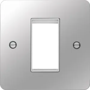 Hager WFP1EUPSW Sollysta Flat Plate Single Euro Style Module Faceplate - Polished Steel  White Insert