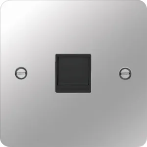 Hager WFRJ45PSB Sollysta Flat Plate RJ45 Socket - Polished Steel   Black Insert