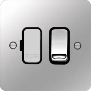 Hager WFSSU83PSB Sollysta Flat Plate 13A Fused Connection Unit Switched - Polished Steel   Black Insert